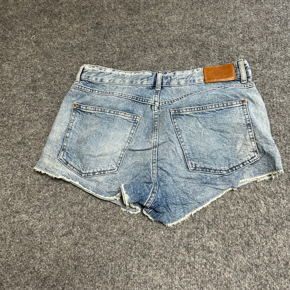 Pull&Bear Denim Shorts Womens Size 26 Blue Light Wash Cutoff Button Fly Casual